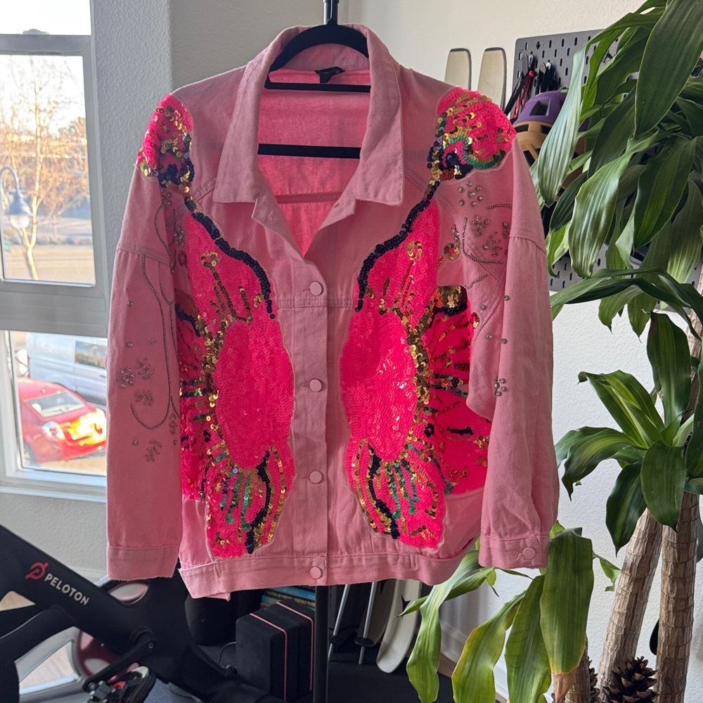 Pink Sequin Embellished Women's Top